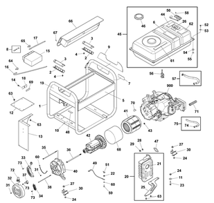 Main Unit Diagram and Parts List for 030741-04  Briggs and Stratton Generator